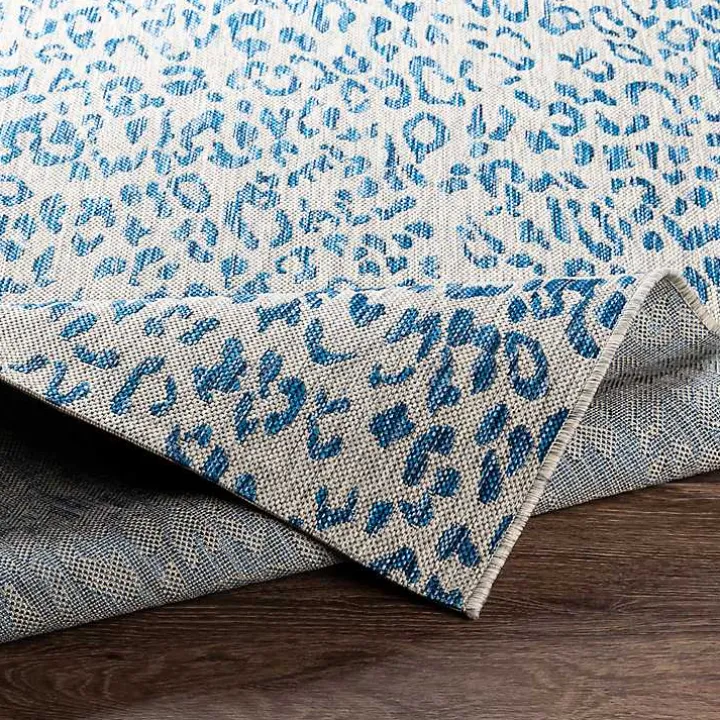 Cauli Blue Leopard Print Outdoor Rug, 4x5