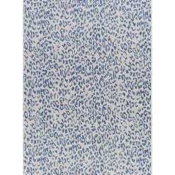 Cauli Blue Leopard Print Outdoor Rug, 5x7