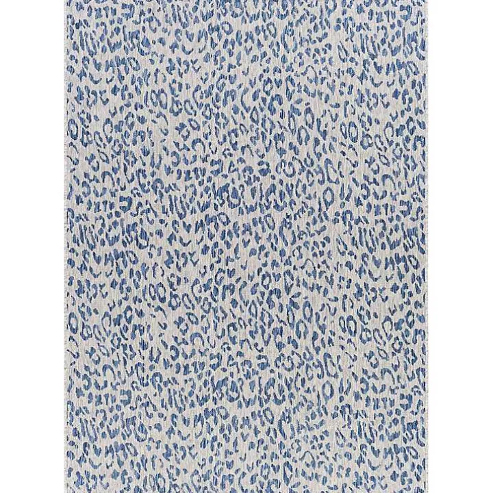 Cauli Blue Leopard Print Outdoor Rug, 8x12