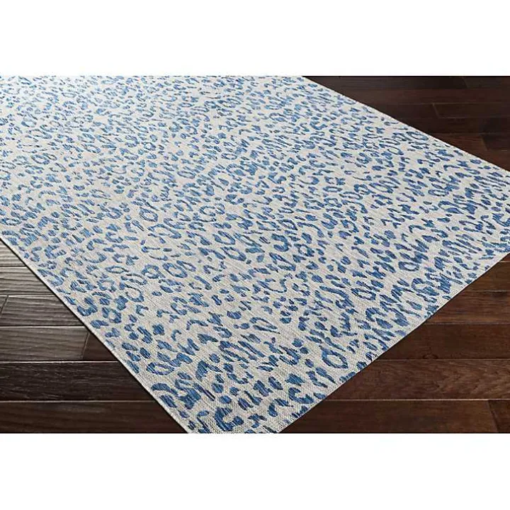 Cauli Blue Leopard Print Outdoor Rug, 8x12