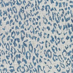 Cauli Blue Leopard Print Round Outdoor Rug, 6 ft.