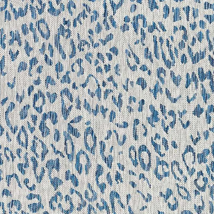 Cauli Blue Leopard Print Round Outdoor Rug, 6 ft.