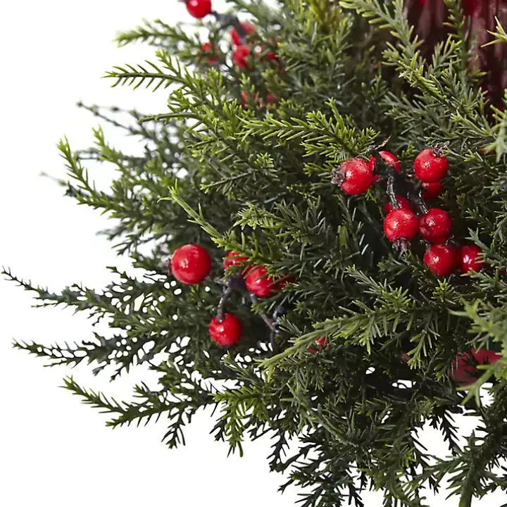 Cedar and Berry Candle Ring Centerpiece