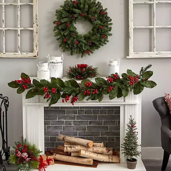 Cedar and Berry Candle Ring Centerpiece