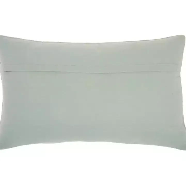 Celadon Beaded Floral Motif Lumbar Pillow