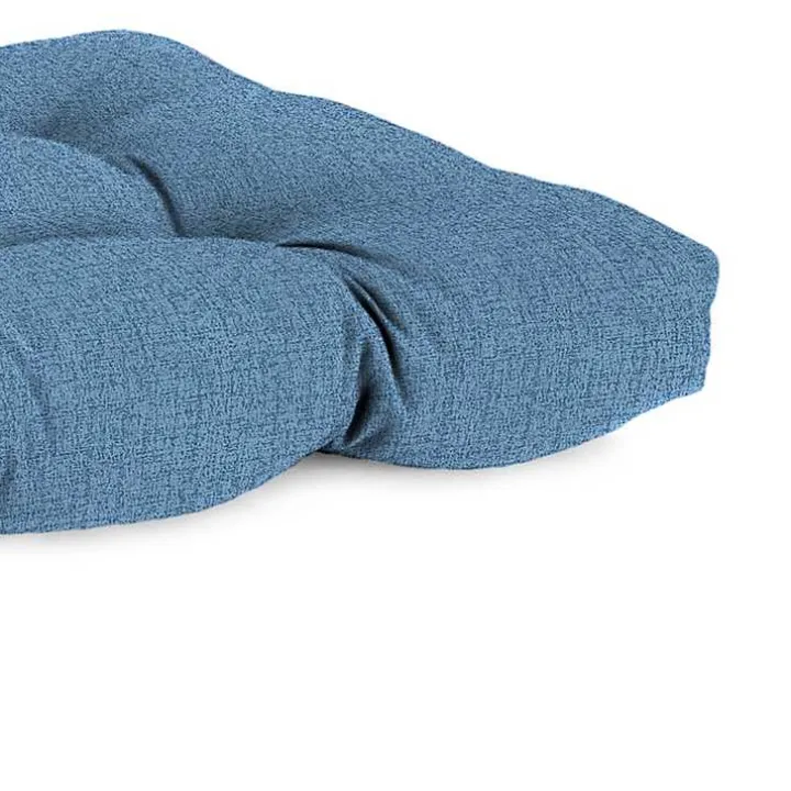 Chambray Blue French Outdoor Wicker Settee Cushion