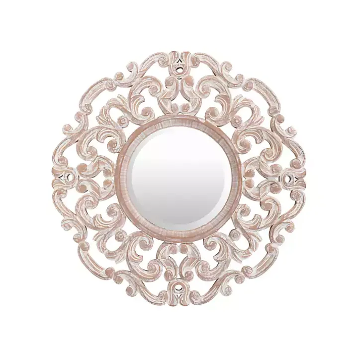 Champagne Abstract Wood Mirror