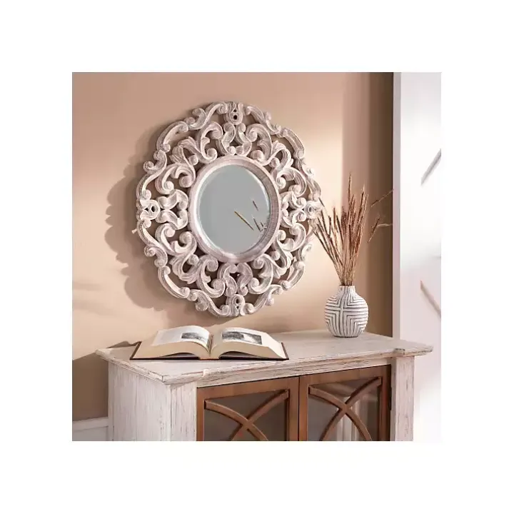 Champagne Abstract Wood Mirror