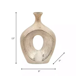 Champagne Gold Ceramic Cut-Out Vase, 13 in.