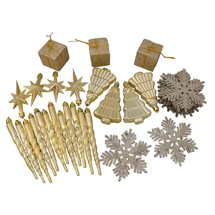 Champagne Gold Shatterproof Christmas Ornament Set