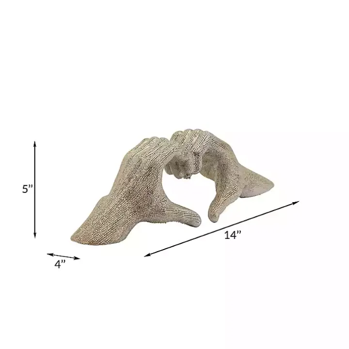 Champagne Heart Hands Ceramic Statue