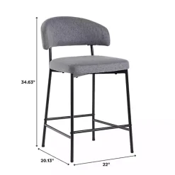Charcoal and Black Curved Counter Stools, Set of 2