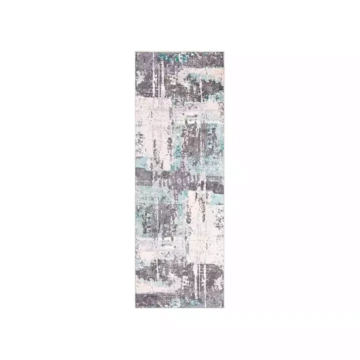 Charcoal and Indigo Abstract Floor Runner