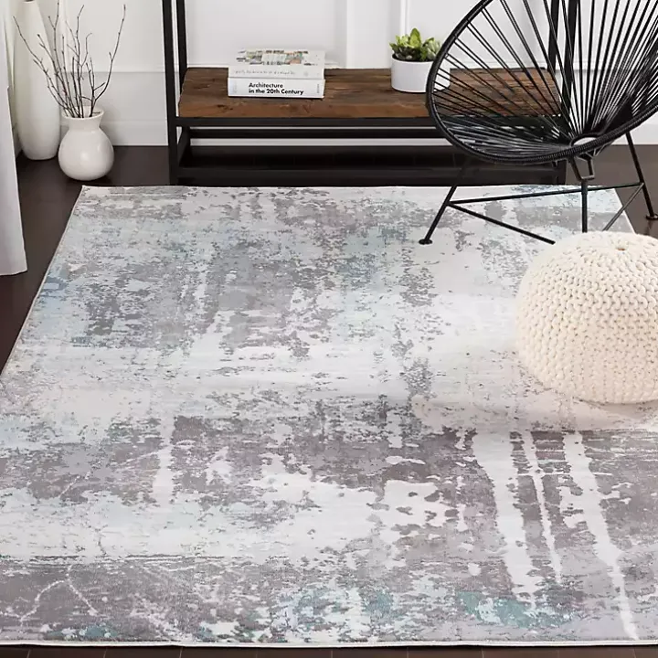 Charcoal and Indigo Abstract Floor Runner