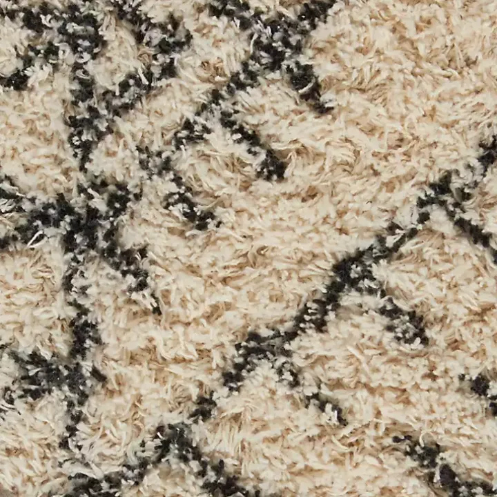 Charcoal and Ivory Linear Fringe Runner, 2x6