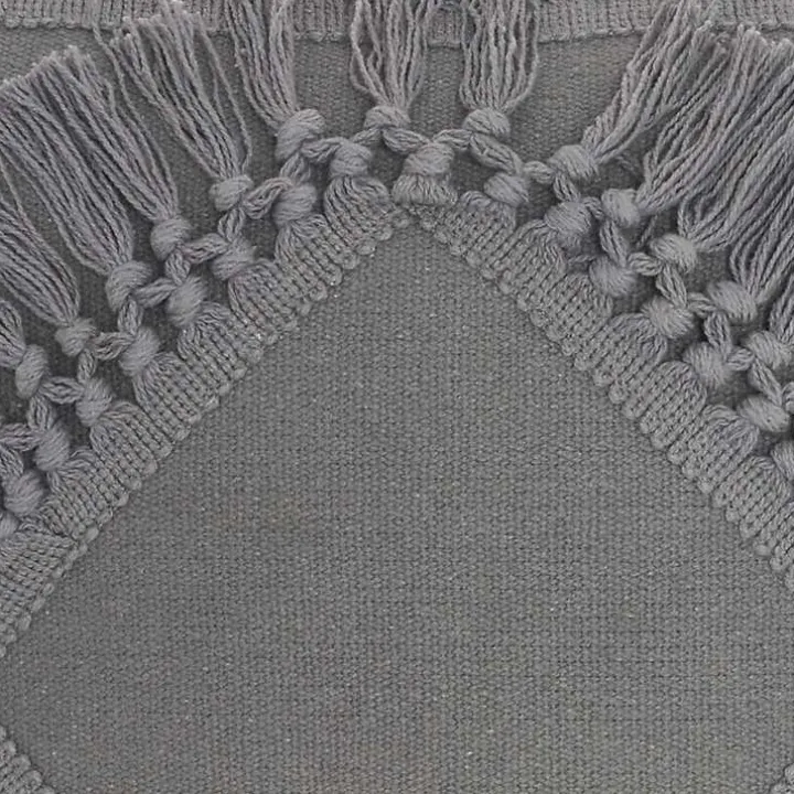 Charcoal Diamond Fringe Throw Pillow