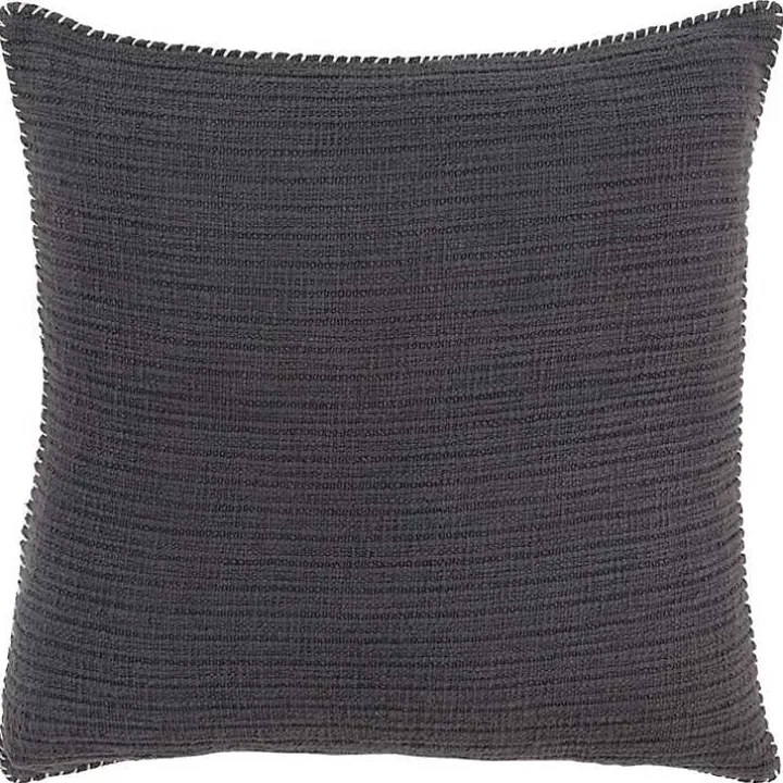 Charcoal Gray Subtle Striped Oversized Pillow