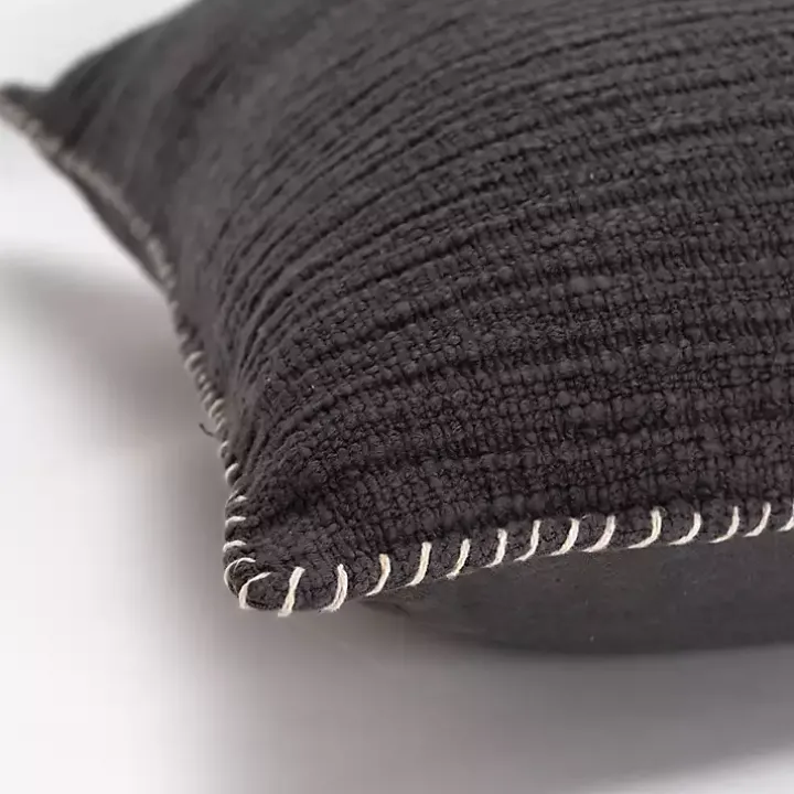 Charcoal Gray Subtle Striped Oversized Pillow