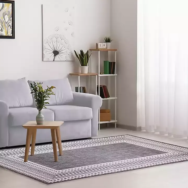Charcoal Linear Macy Indoor/Outdoor Area Rug, 7x9