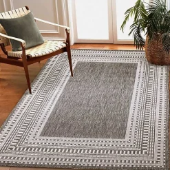 Charcoal Linear Macy Indoor/Outdoor Area Rug, 7x9
