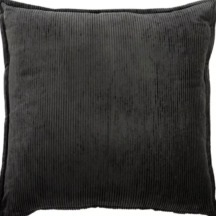 Charcoal Velvet Corduroy Flange Throw Pillow