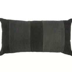 Charcoal Velvet Corduroy Lumbar Pillow