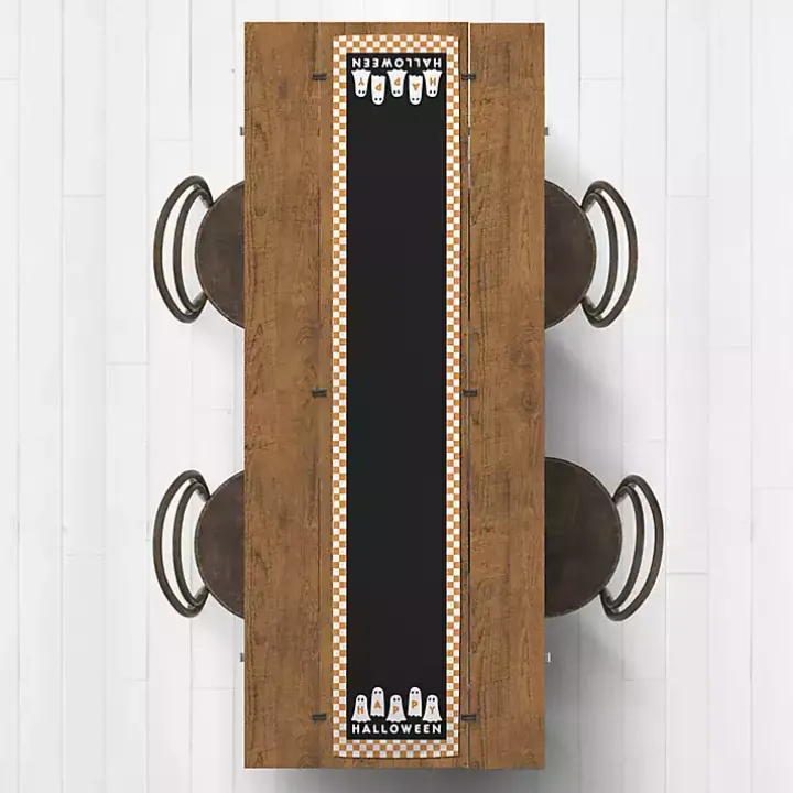 Checker Happy Halloween Ghost Table Runner, 72 in.
