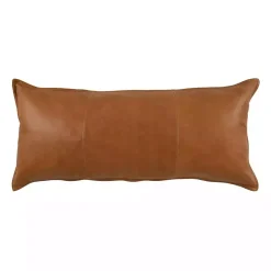Chestnut Distressed Patina Leather Lumbar Pillow