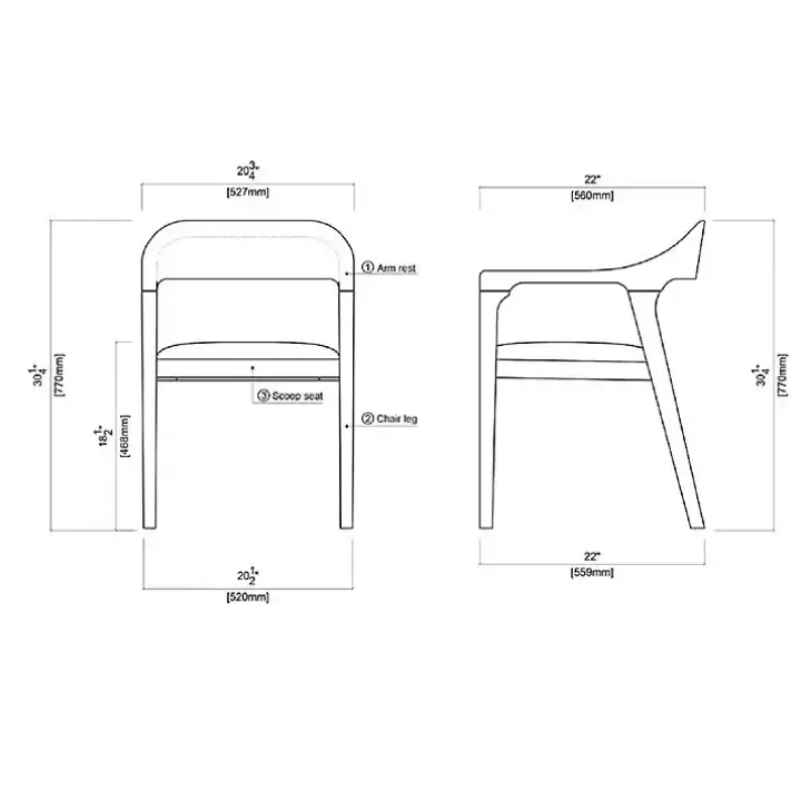 Chestnut Ramus Dining Armchairs, Set of 2