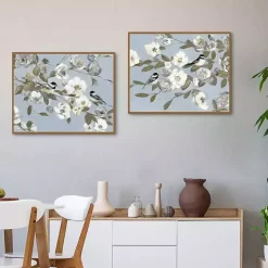 Chickadee Blossoms Framed Canvas Prints, Set of 2