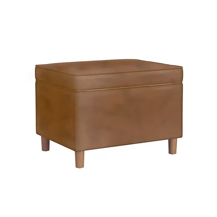 Chocolate Brown Faux Leather Storage Ottoman
