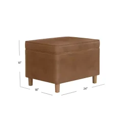 Chocolate Brown Faux Leather Storage Ottoman