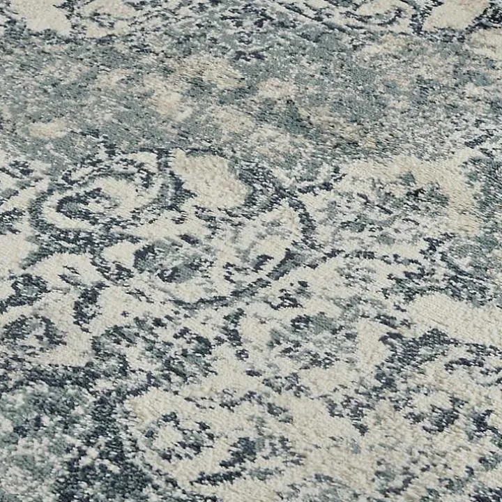 Cholet Ivory Blue Medallion Area Rug, 5x7