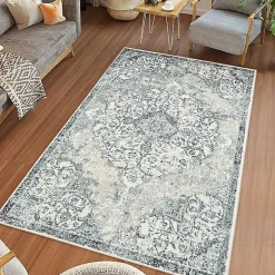 Cholet Ivory Blue Medallion Area Rug, 7x9