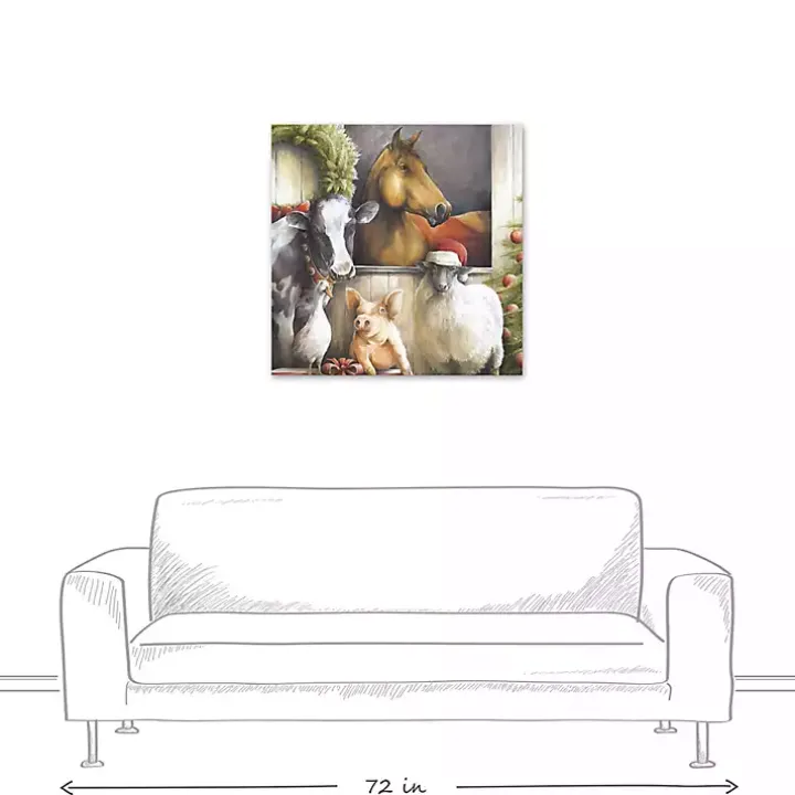 Christmas Barn Animals Canvas Art Print