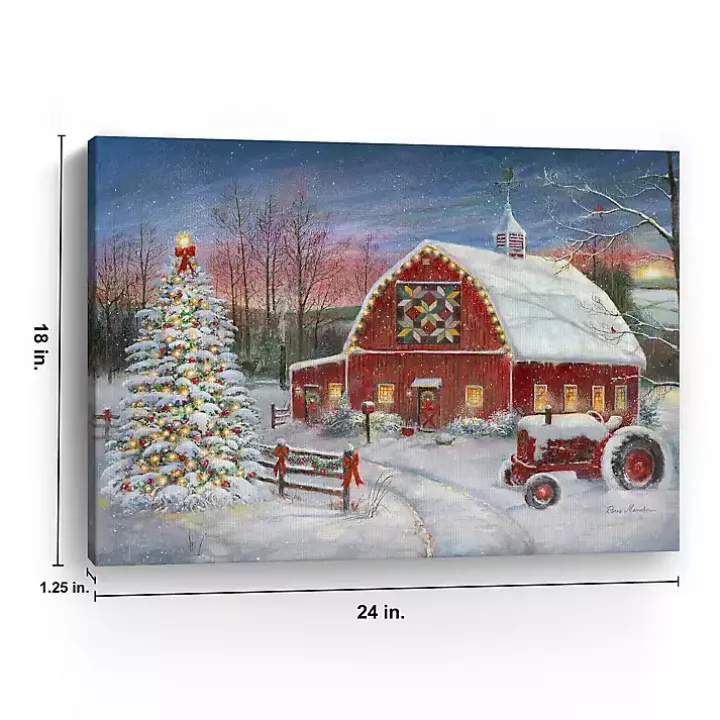Christmas Cozy Barn Canvas Art Print, 18x24