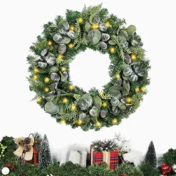 Christmas Eucalyptus Pine Mix Pre-Lit Wreath