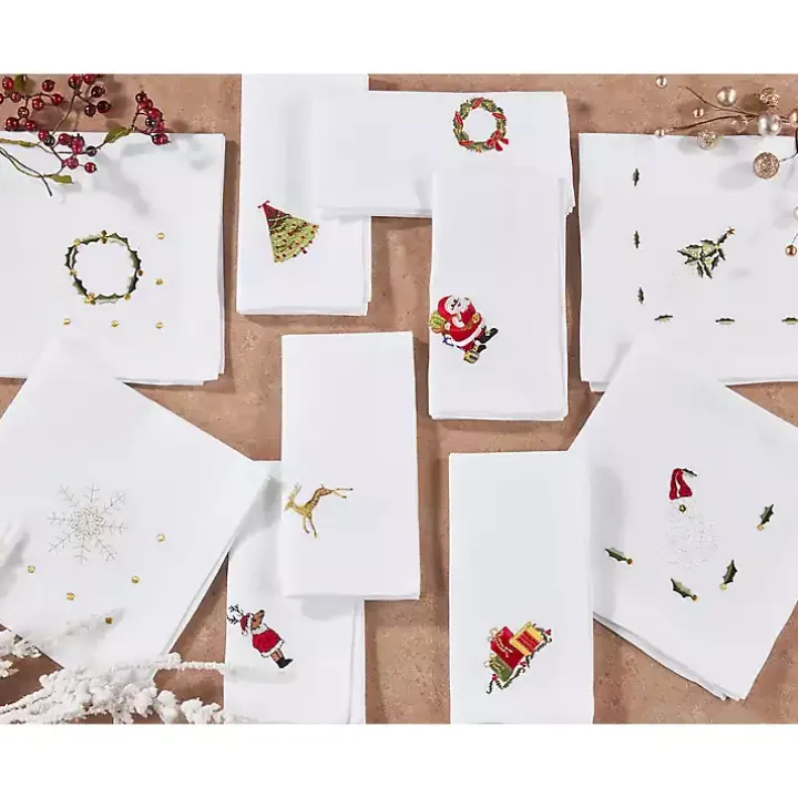 Christmas Tree Embroidered 4-pc. Napkin Set