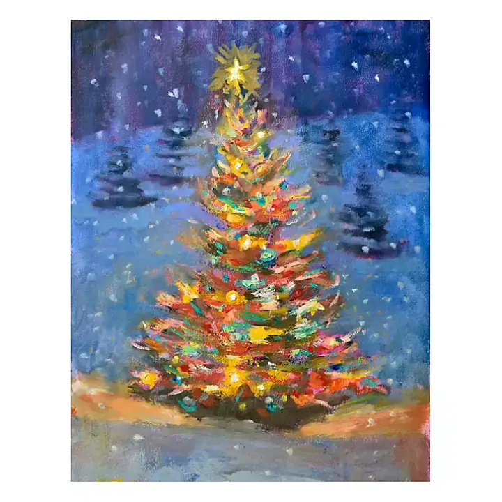 Christmas Tree Multi Lights Canvas Art Print