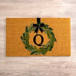 Christmas Wreath Monogram Q Doormat