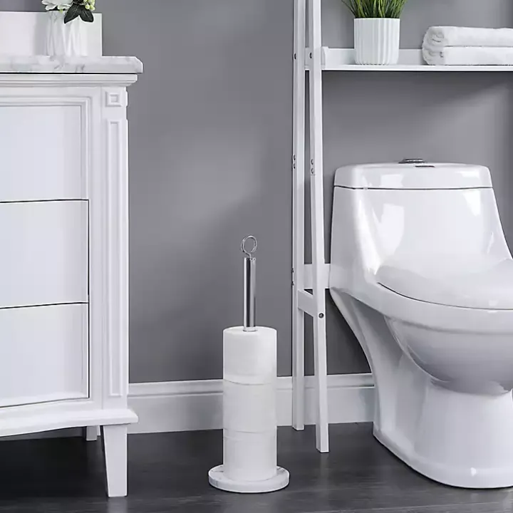 Chrome and White Marble Toilet Paper Holder