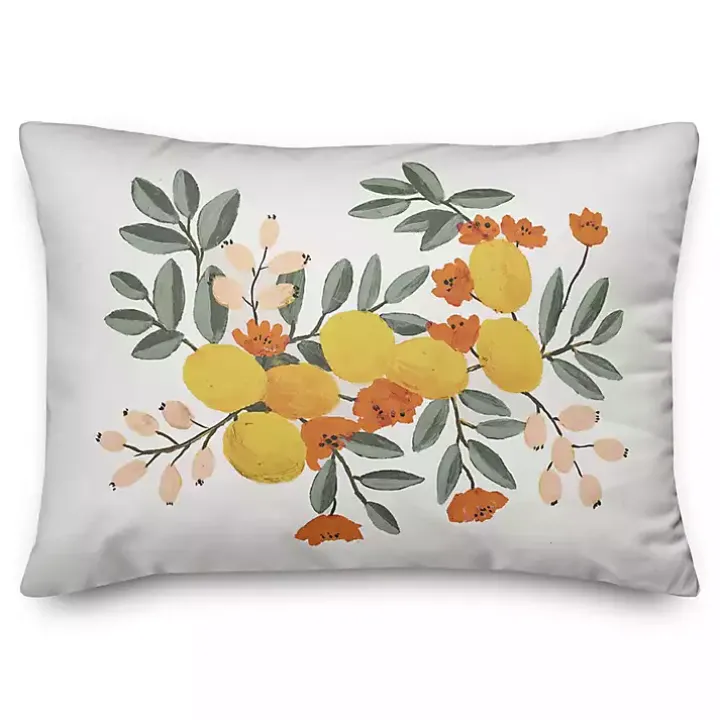 Citrus Botanical Outdoor Lumbar Pillow