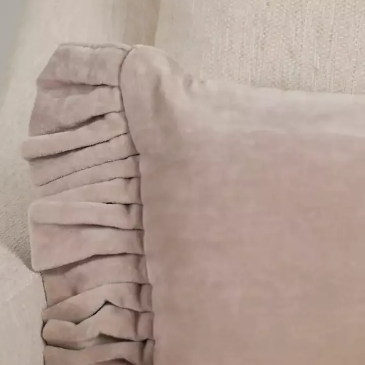 Clara Gray Velvet Ruffle Lumbar Pillow