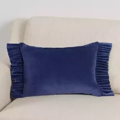 Clara Navy Velvet Ruffle Lumbar Pillow