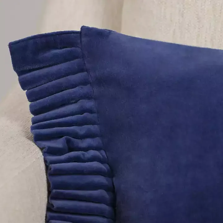 Clara Navy Velvet Ruffle Lumbar Pillow