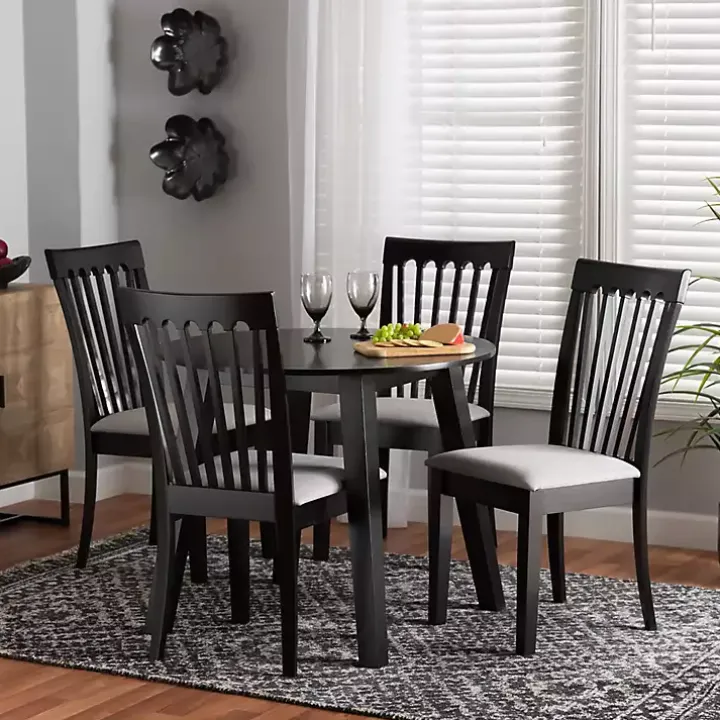 Classic Black Round Wood 5-pc. Dining Set