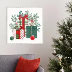 Classic Christmas Gifts Framed Canvas Art Print