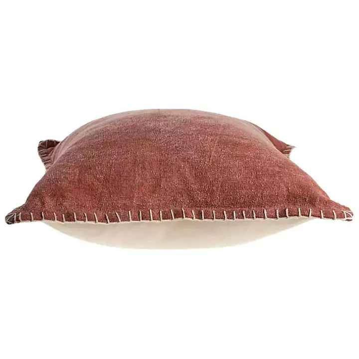 Clay Stitched Flange Velvet Throw Pillow