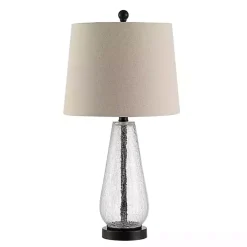 Clear Crackle Glass Bronze Center Table Lamp