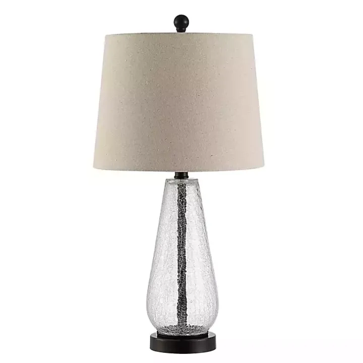 Clear Crackle Glass Bronze Center Table Lamp